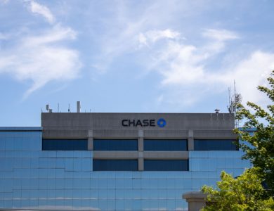 a building with a chase logo on the side of it