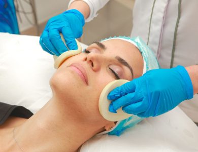 Close-up of a facial cleansing treatment at a Dubai spa, highlighting skincare and wellness.