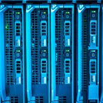 Detailed image of illuminated server racks showcasing modern technology infrastructure.